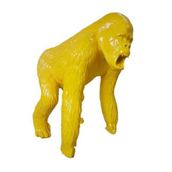 Abstrakte Gelbe Figur Statue Gorilla Skulptur Deko Garten Design 130cm