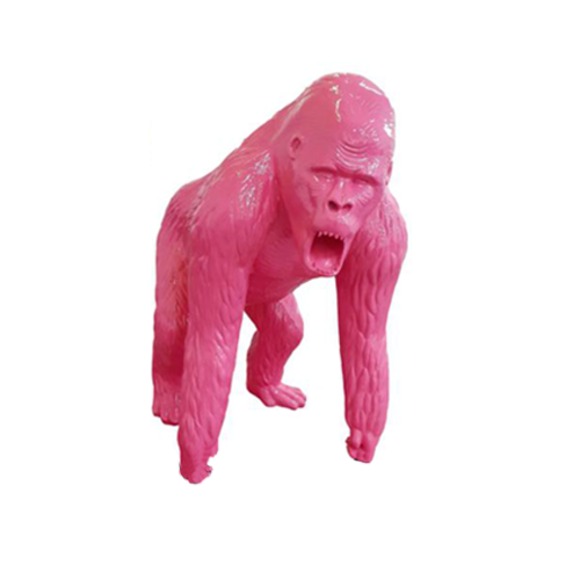 Abstrakte Pinke Figur Statue Gorilla Skulptur Deko Garten Design