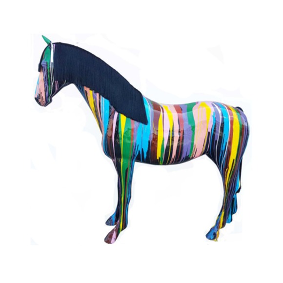 Bunt Bemalte Figur Statue Pferd Skulptur Deko Garten Design 205x240m