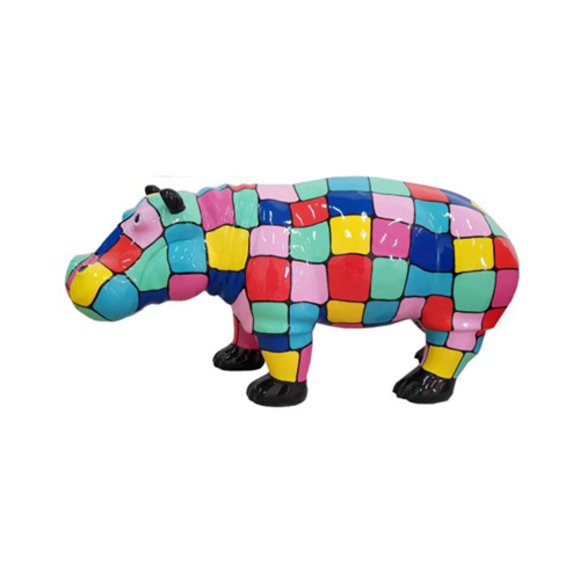 Design Dekoration Figur Nilpferd aus Kunststoff Skulptur Statuen 45x100cm