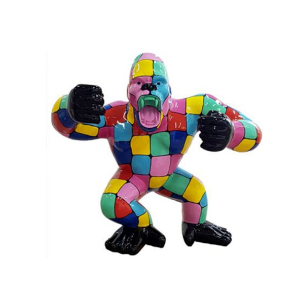 Modern Skulptur Gorilla aus Kunststoff Dekorative Figur Garten