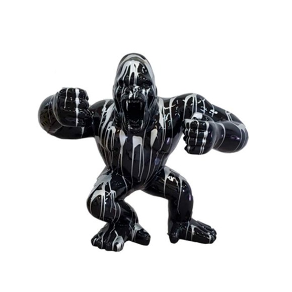 Modern Skulptur Gorilla Schwarze Deko Dekorative Figur Statuen Garten
