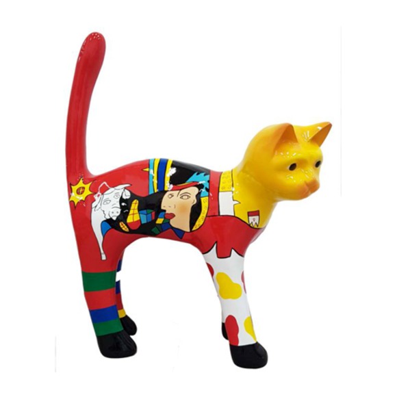 Modern Skulptur Katze Eine Dekorative Figur aus Kunststoff, Höhe