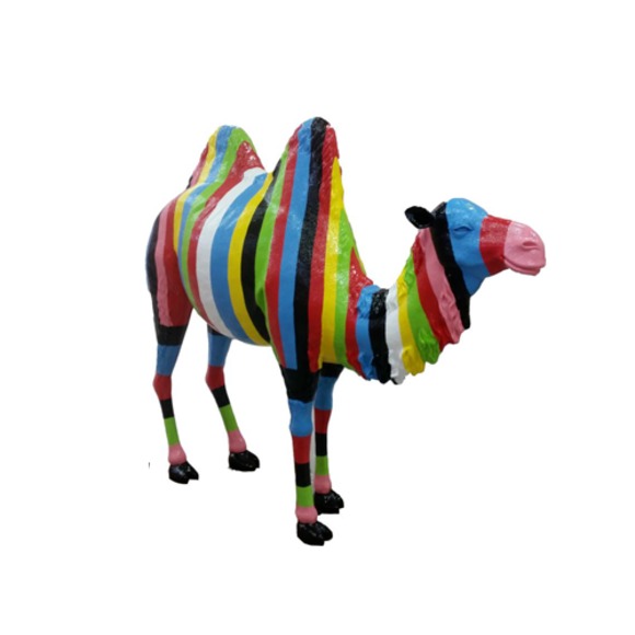 Moderne Skulptur Design Kamel Bemaltes Tier Statue 210x185cm