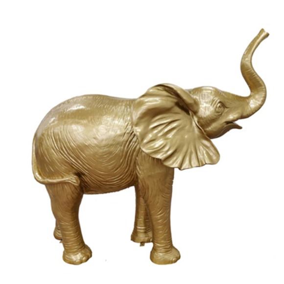 Goldene Figuren Statuen Skulptur Elefant aus Kunststoff Figur