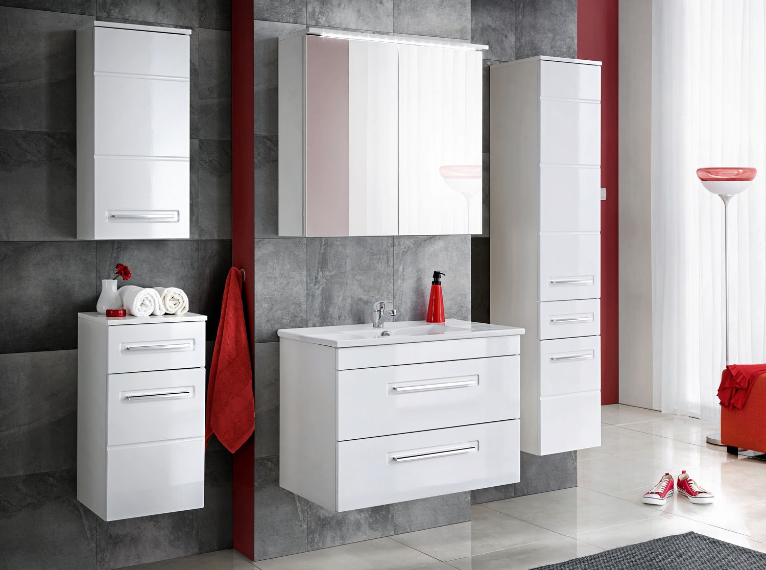 Waschbecken 80cm Waschbeckenunterschrank Badezimmerschrank hängender Bad Sofort
