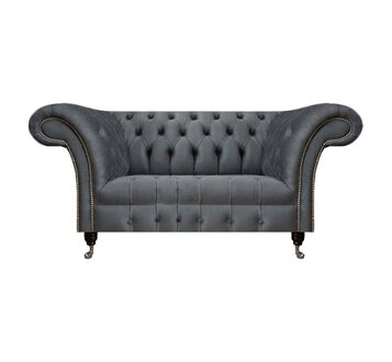 Wohnzimmer Grauer Chesterfield 2-Sitzer Designer Polstermöbel Zweisitzer