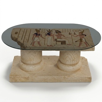 Ägyptische Couchtisch Glastisch Tische Säulen Statuen Figuren Neu