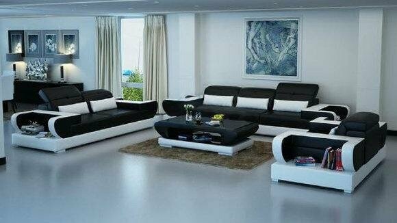 Wohnlandschaft Polster Sofagarnitur Sofa Couch Garnitur Landschaft Leder