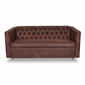 American Style Chesterfield Sofa Couch Leder Polster Braun Dreisitzer