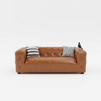 American Style Chesterfield Sofa Couch Leder Polster Dreisitzer Braun