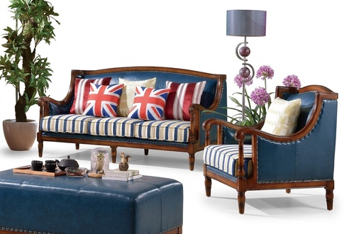 Amerikanische Möbel Sofagarnitur USA Set 3+1 Sitzer Dreisitzer Sessel
