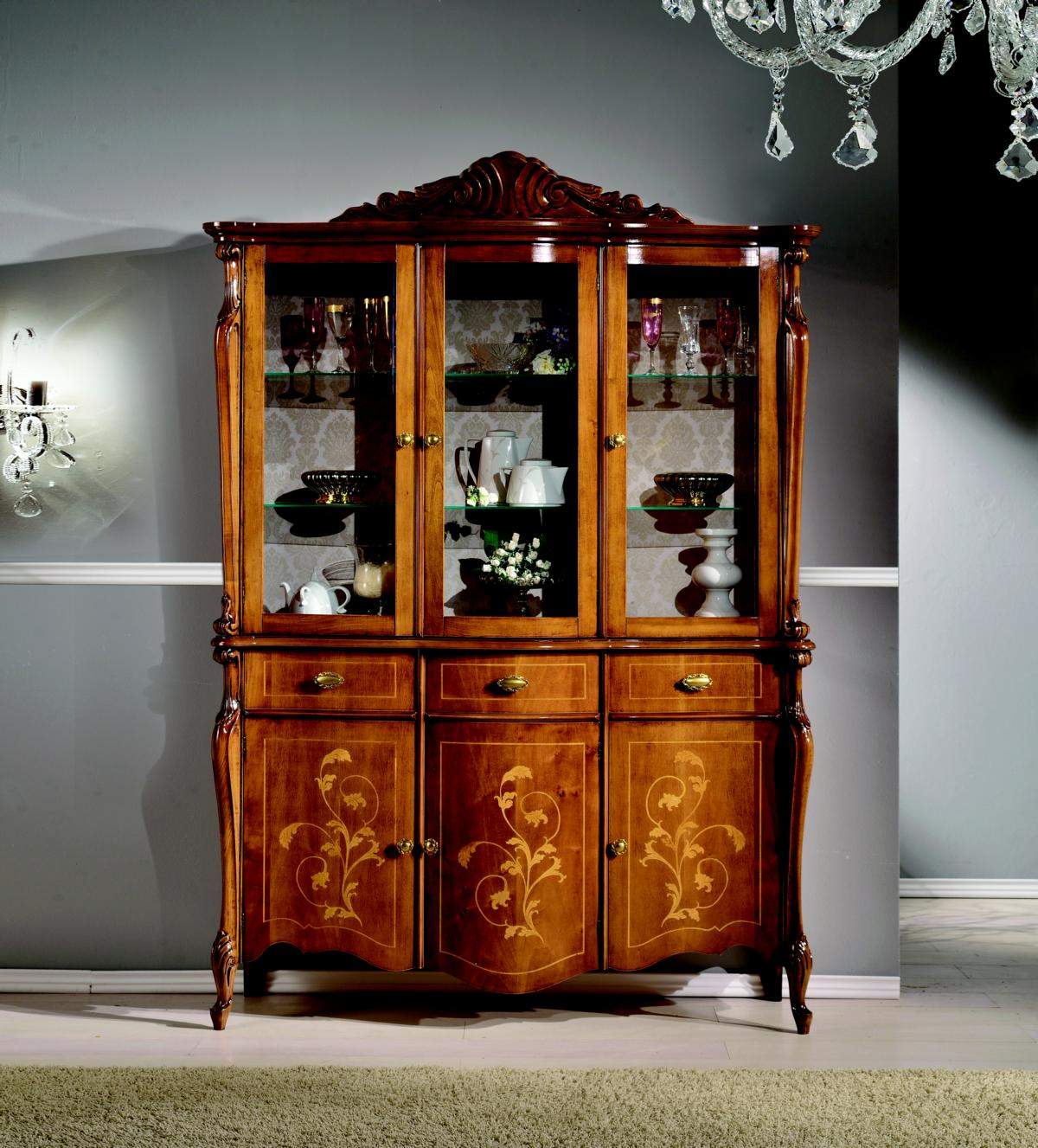 Möbel Luxus Holz Stil Schrank Anrichte Vitrinenschrank Design Italienische Möbel Neu