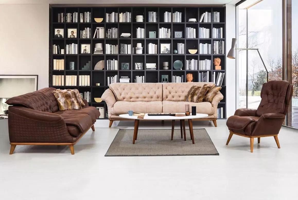 Brauner Chesterfield Dreisitzer Polstermöbel Luxus Sofas Moderne Couch