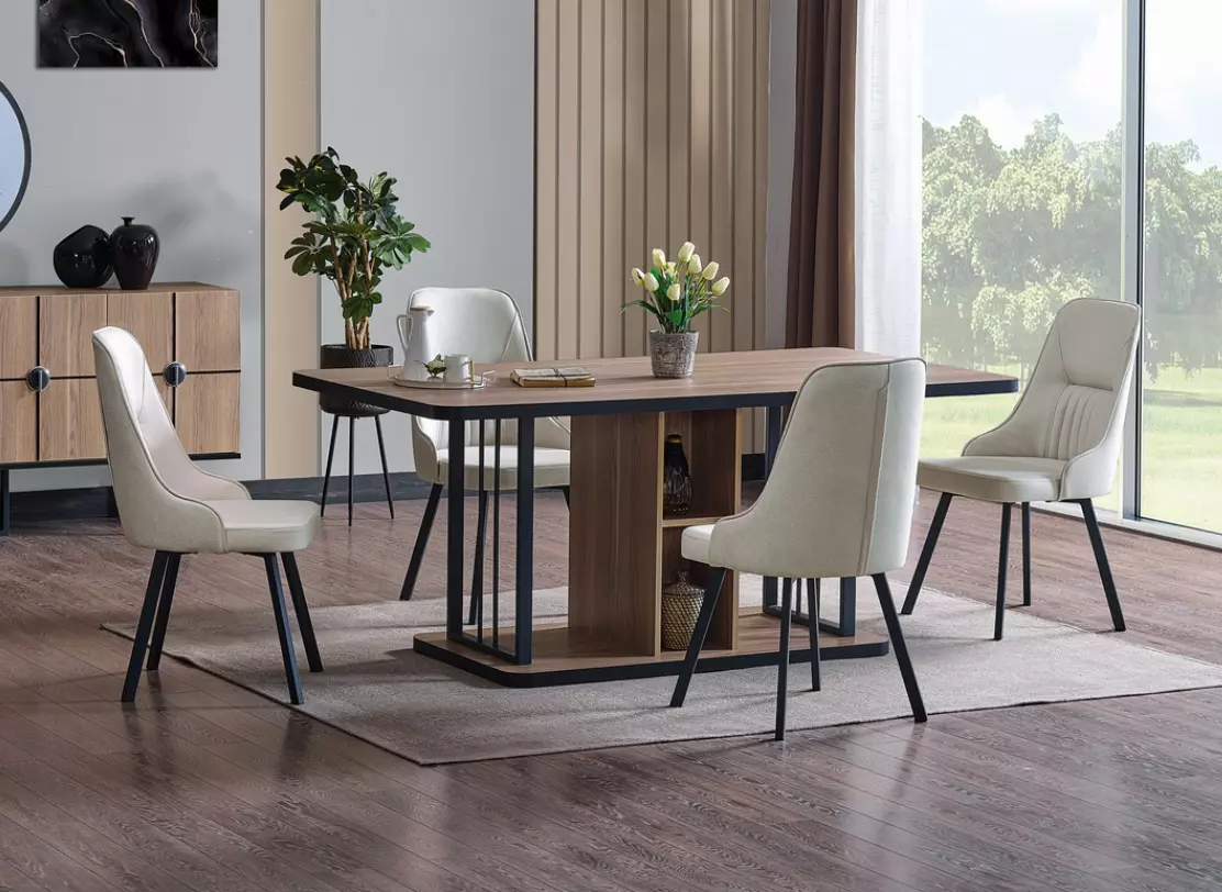 Esszimmer set 7tlg. Esstisch 6x Stühle Designer Stuhl Garnitur Möbel