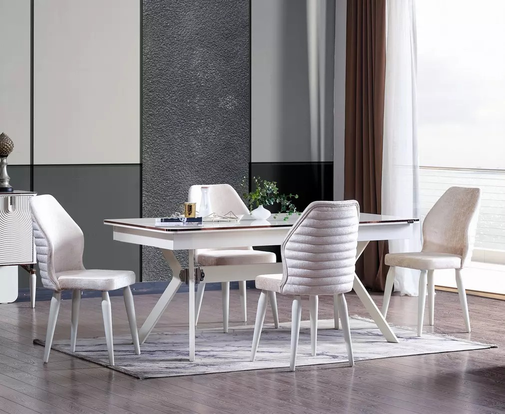 Esszimmer set Modern Esstisch + 6x Stühle Polsterstuhl Tisch Holz 7tlg.