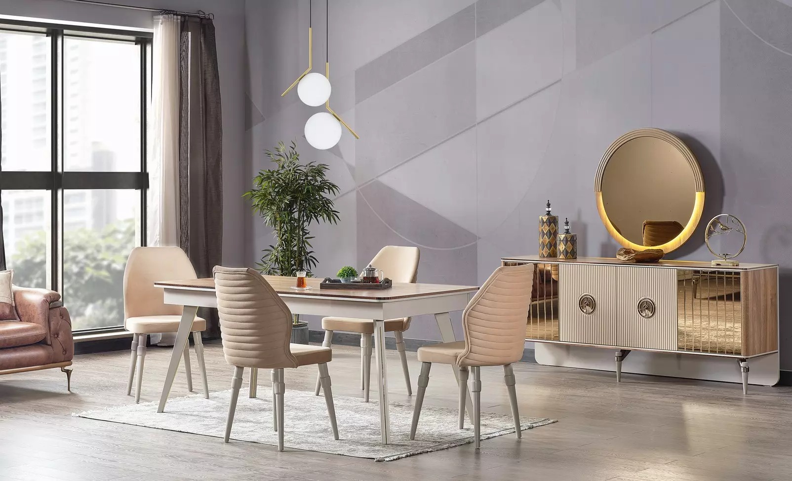 Design Esszimmer Komplett Esstisch + 6x Stühle Modern Möbel Holztisch