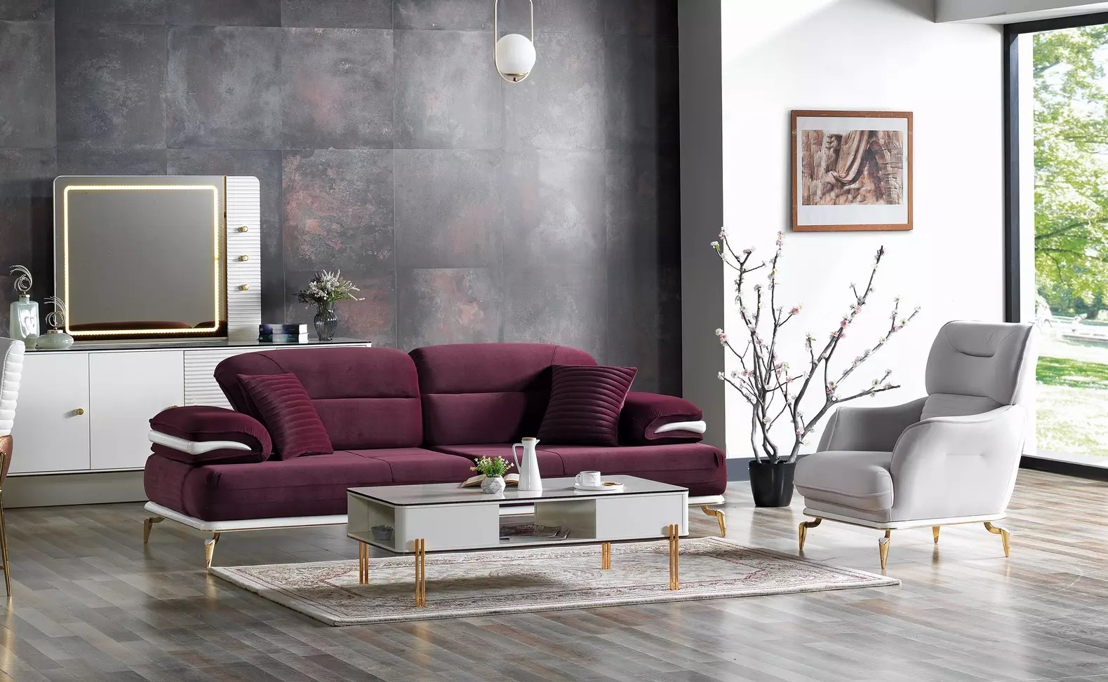 Luxus Sofagarnitur Set Wohnzimmer Sofa set Sofagarnitur 3+1+Couchtisch