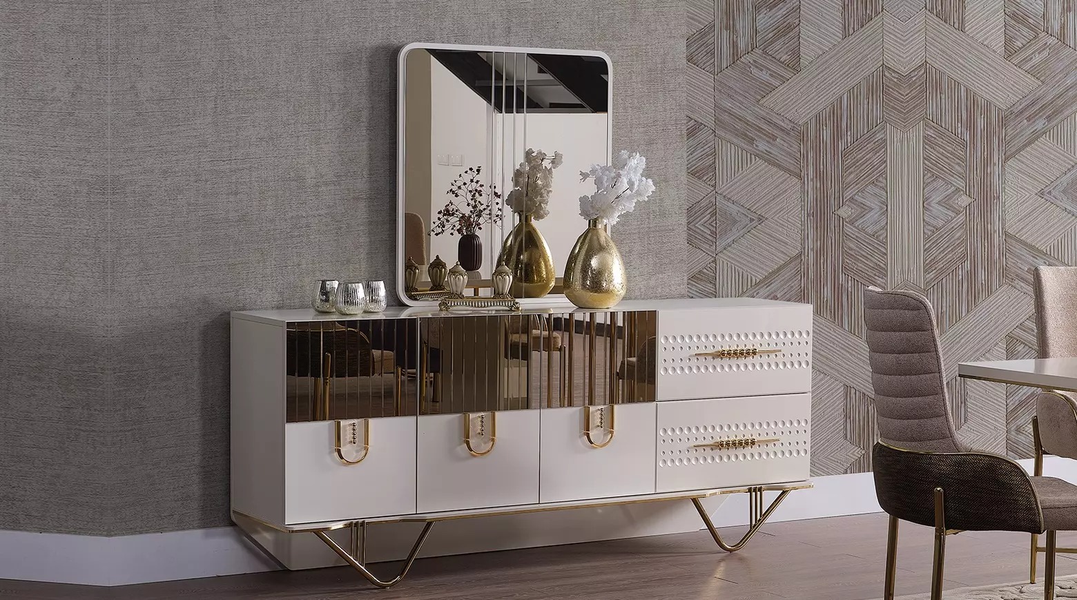 Anrichte Schrank Hochglanz Möbel Holz Luxus Kommode Sideboard
