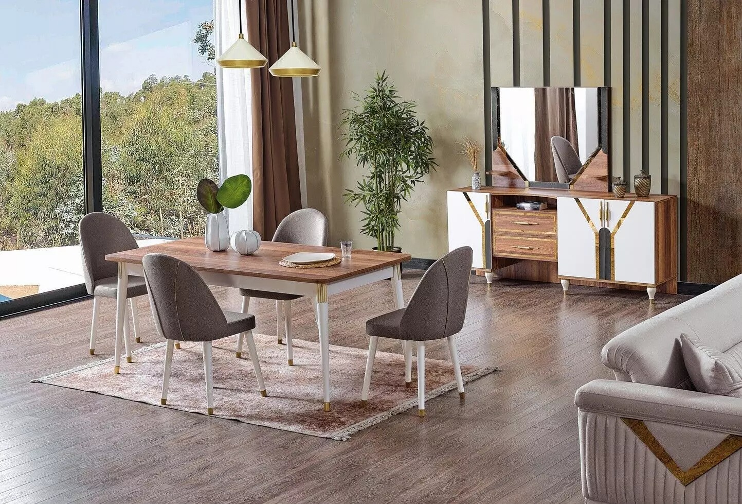 Luxuriöse Esszimmer Set Esstisch + 6x Stühle + Sideboard Neu Set 8 tlg