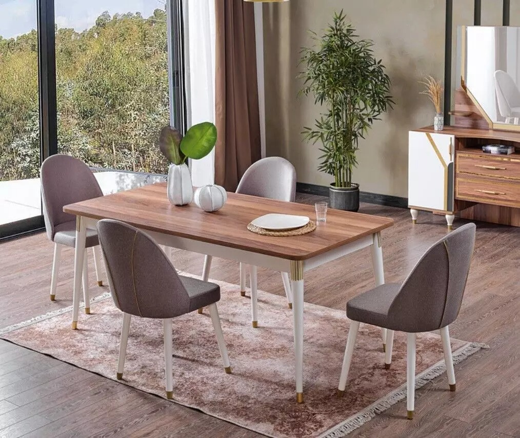 Esszimmer Set 6x Stühle+Esstisch Set Esszimmer Designer Garnitur