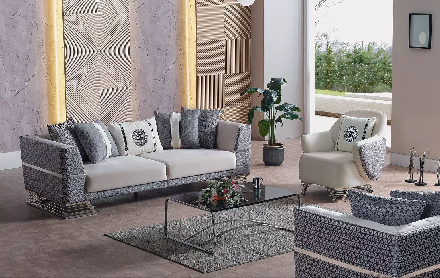 Sofagarnitur 3+1 Sitzer Sessel Garnitur Modern Relax Sessel Möbel Neu