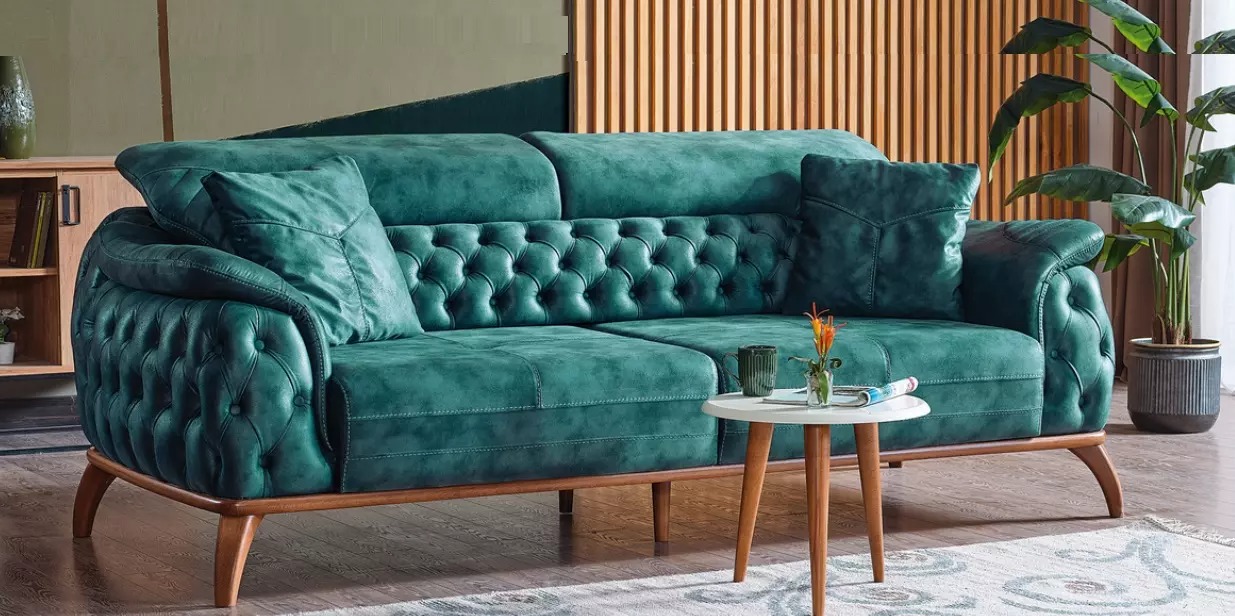 Luxus Chesterfield 3 Sitzer Designer Sofa Couch Textil Polster Couchen