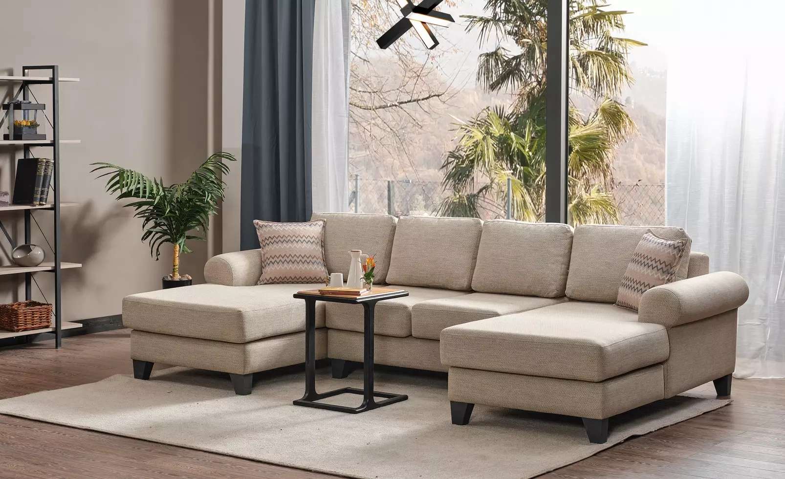 Wohnlandschaft Ecksofa U-Form Couch Sitz Polster Sofa Möbel Sofas