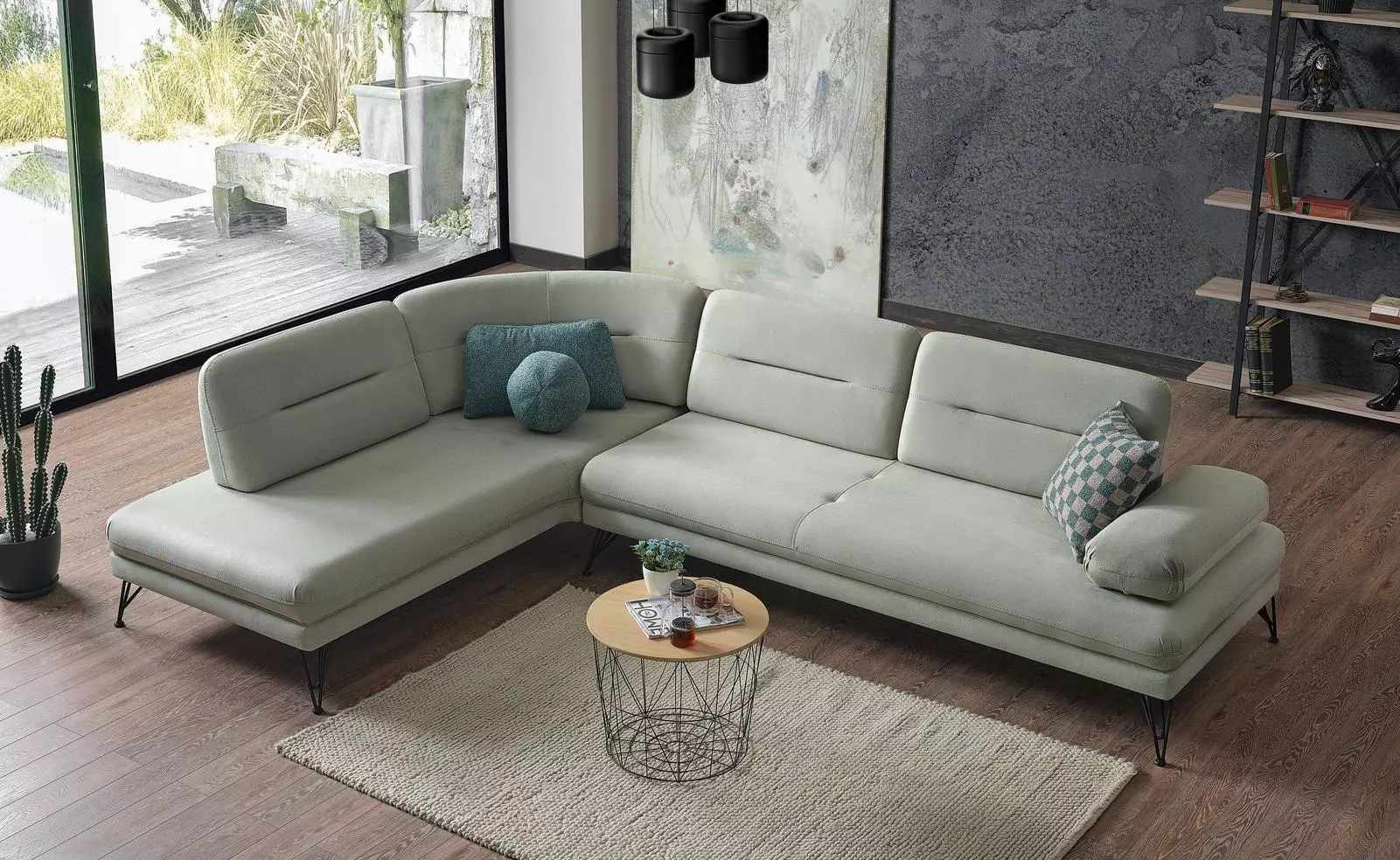 Ecksofa Wohnlandschaft Farbe Grau L-Form Sofa Neu Wohnzimmer Ecksofa