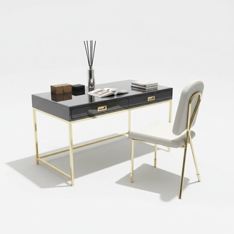Arbeits Schreib Büro Tisch Luxus Klasse Edelstahl Designer Möbel Glanz