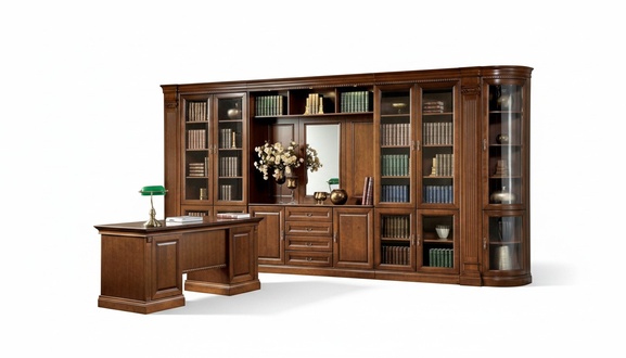 Arbeitszimmer Klassischer Schreibtisch Stilvoller Tisch Wohnwand Set 2tlg