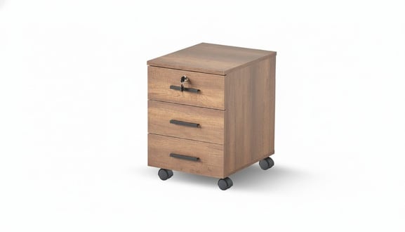 Arbeitszimmer Kommode Braun Schubladen Einfarbig Modern Design Rollen