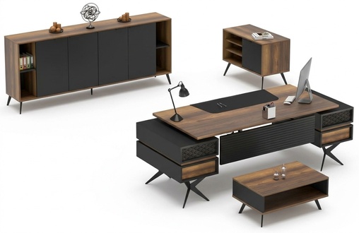 Arbeitszimmer Set Couchtisch Tisch Sideboard Kommode Büroeinrichtung