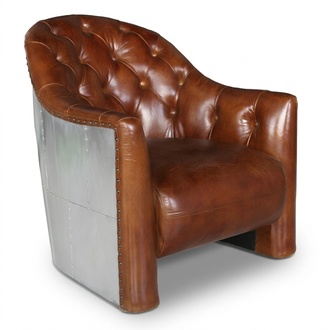 Aviator Chesterfield Vintage Lederstuhl Loungesessel Cocktailsessel vintage