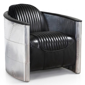 Aviator Sofa Sessel Couch club Vintage Aluminium Flugzeug Retro Echtleder Lounge