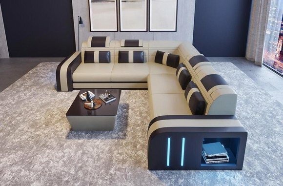 Design Sofa Couch Sitz Leder Polster Garnitur Wohnlandschaft Ecksofa A2 AVOLD L-FORM