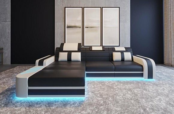 Design Sofa Couch Sitz Leder Modern Polster Garnitur Wohnlandschaft Ecksofa