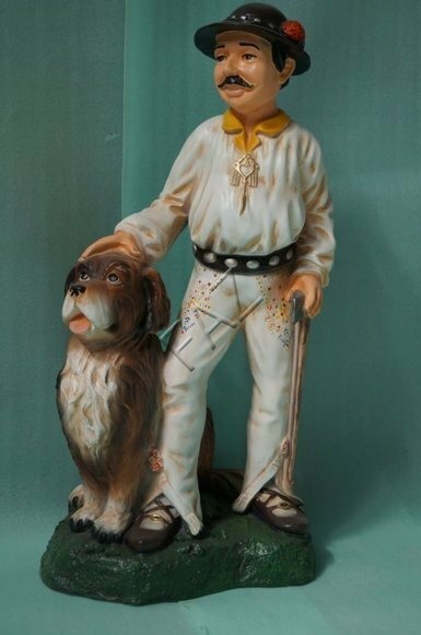 Person Hund Figur Garten Statue Skulptur Figuren Skulpturen Deko Statuen