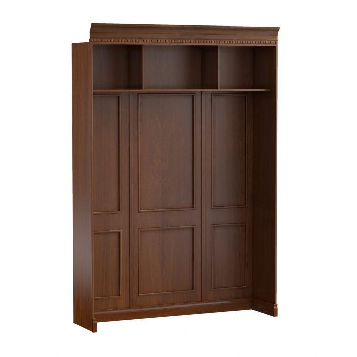 Klassische Design WandPaneel mit Wandregal und Beleuchtung Bettwand Braun