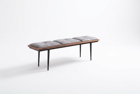 Bank Sitzbank Polster Polsterbank Esszimmer Sitzer Stoff Braun Design