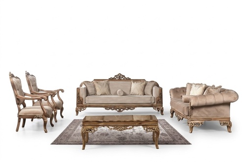 Barock Wohnzimmer Möbel Set Couch Sofa Polster Garnitur Tisch 5tlg.