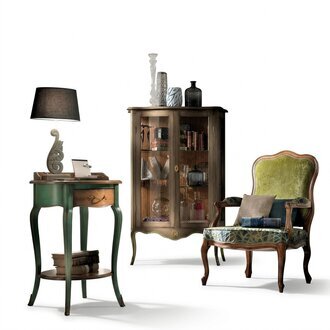 Barockmöbel Vitrine Konsole Set Holzkonsolenschrank Vitrinen Möbel Set 3tlg