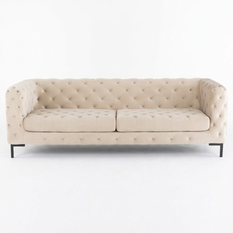Beige Chesterfield Sofa Couch Polster Stoff Leder Couchen Samt Garnitur