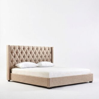 Beige Schlafzimmer Betten Polster Bett Chesterfield Textil Stoff Neu jvmoebel ®