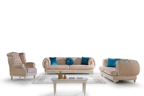 Beige Sofagarnitur 3+2+1 Sitzer Luxus Polster Couchen Stilvolle Möbel