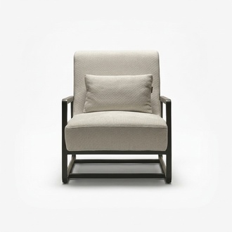 Beiger Textil-Sessel modern mit Holzrahmen