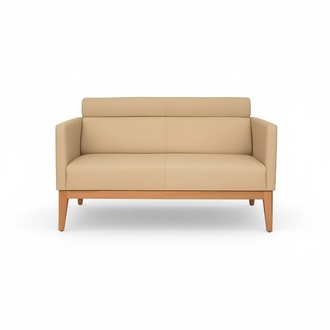 Beiges Büro Sofa Designer 2-Sitzer Polstercouch Kunstleder Luxus Couchen