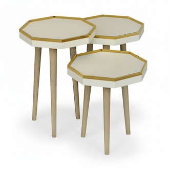 Beistelltisch aus Holz in Beige modern elegant
