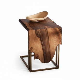Beistelltisch aus Holz und Metall in Braun modern elegant