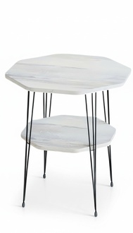 Beistelltisch aus Metall in Weiß modern eleganter Wohnstil